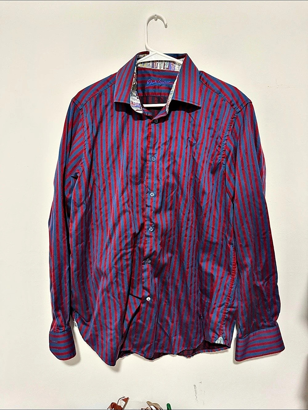 Robert Graham Striped Cotton Button Down Size Large